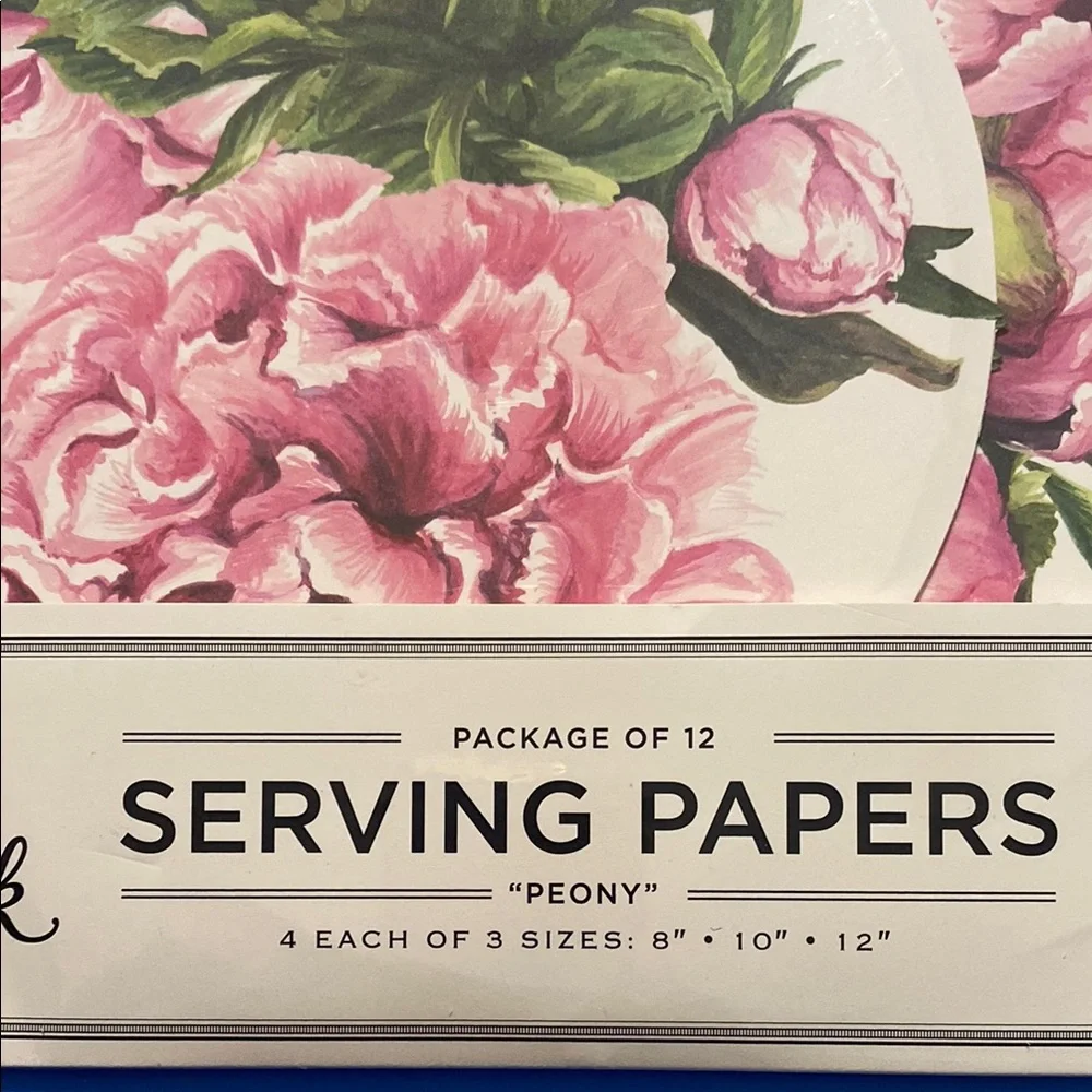 Hester & Cook “Peony” Elegant Pink and Green Floral Serving Papers Pkg of 12 NWT